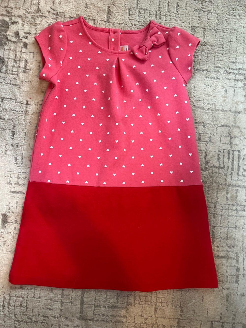 Gymboree Pink and Red Heart Print Bow Dress